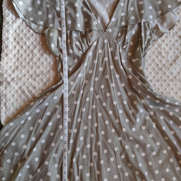 MINKPINK Olive Polkadot Cape Dress - Size S - Picture 5 of 8